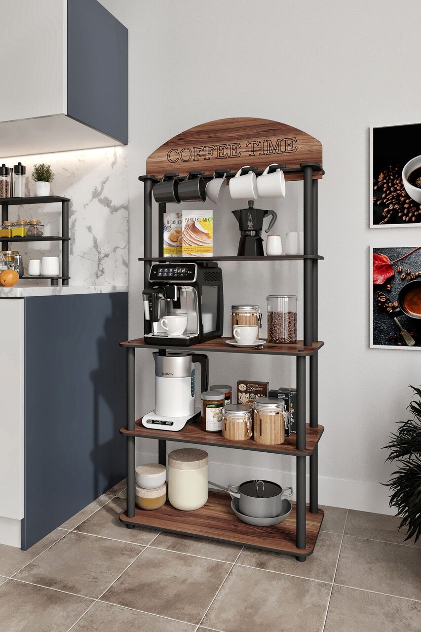 Dulap de bucatarie, Hanah Home, Time, 34x69x140 cm, MDF , Maro - imagine 4